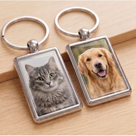Porte-clés métal personnalisé recto verso avec deux photos