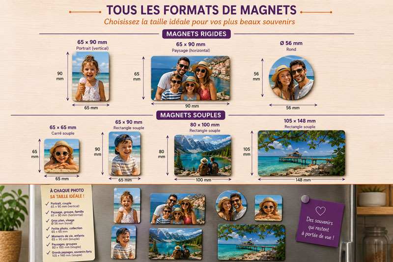 Guide des tailles et formats de magnets personnalisés